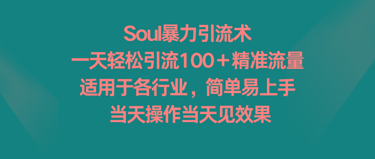 Soul暴力引流术，一天轻松引流100＋精准流量，适用于各行业，简单易上手！-蜜桃网创