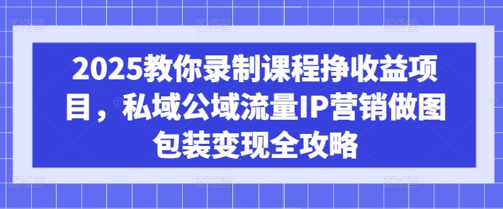 2025教你录制课程挣收益项目，私域公域流量IP营销做图包装变现全攻略-蜜桃网创