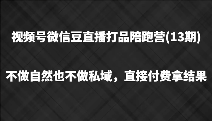 视频号微信豆直播打品陪跑(13期)，不做不自然流不做私域，直接付费拿结果-蜜桃网创